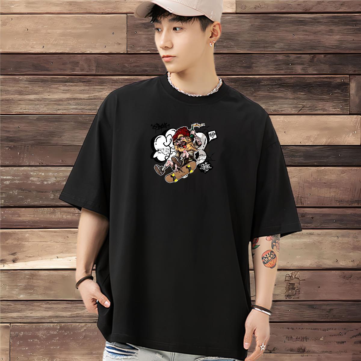 New Designer Man T Shirts skateboarding Tshirts 100% Cotton 230g Street Wear Cool Design Floral Print Breathable Soft Tshirt for Man Woman