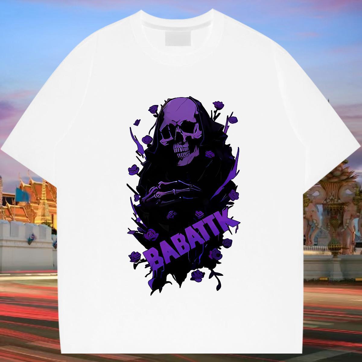 2024 Designer T Shirts Men skull Tops Shirt 230g Cotton Summer Casual Popular Anime O Neck Short Sleeves Men Clothes T-Shirt