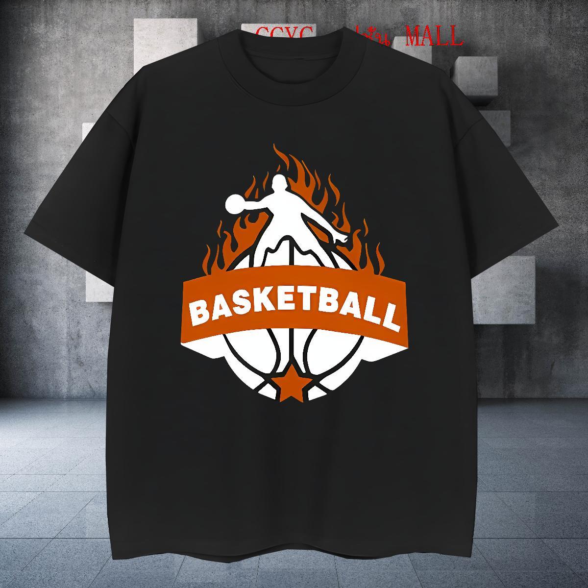 Custom T-Shirts basketball Top Tees 230g 100% Cotton Casual Beach Loose Custom Printing Crew Neck Breathable Mens Tshirts