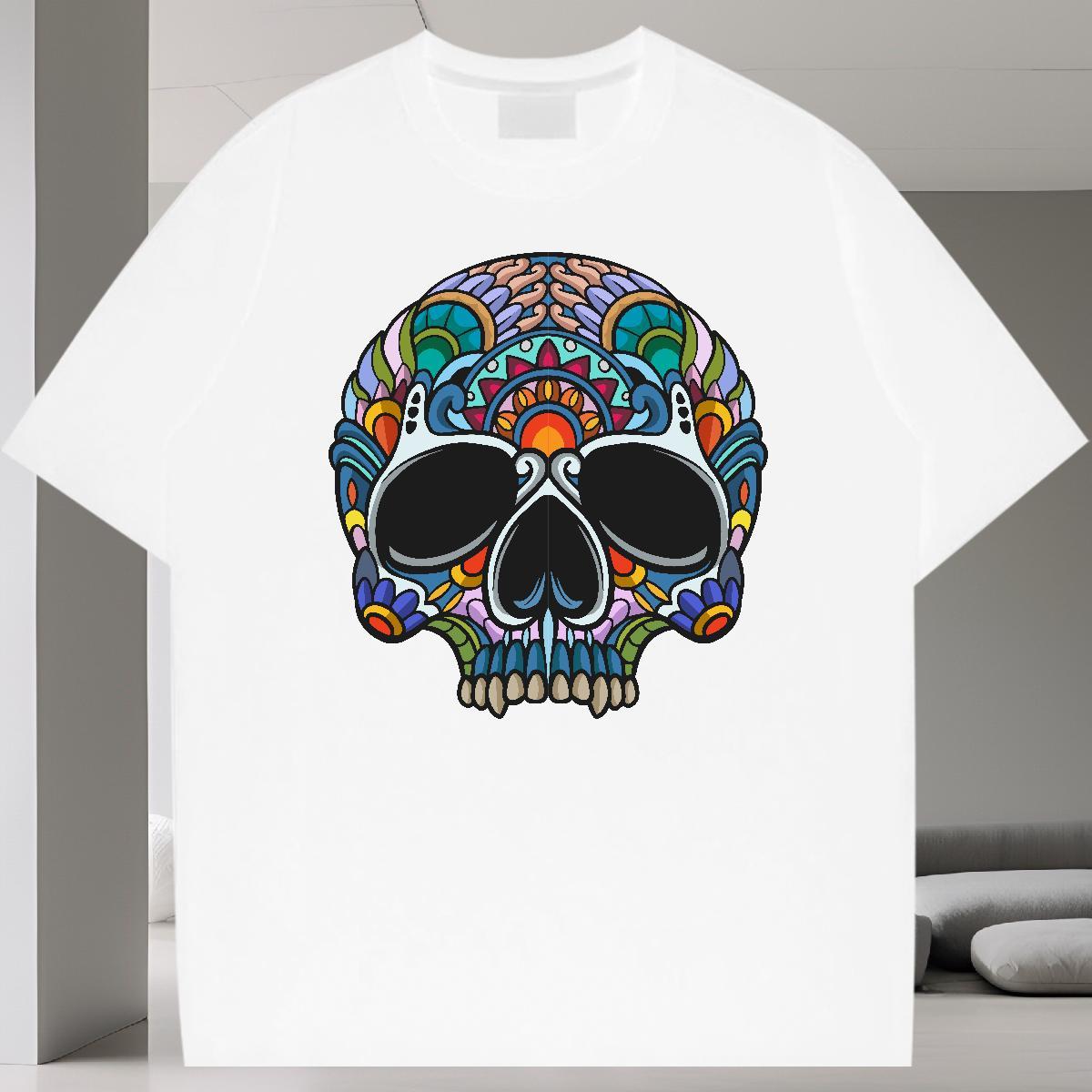 New Designer T shirt skull Tops Tees 230g Cotton Daily Outfit Unisex Custom Anime Short Sleeve Soft Mens Tshirts