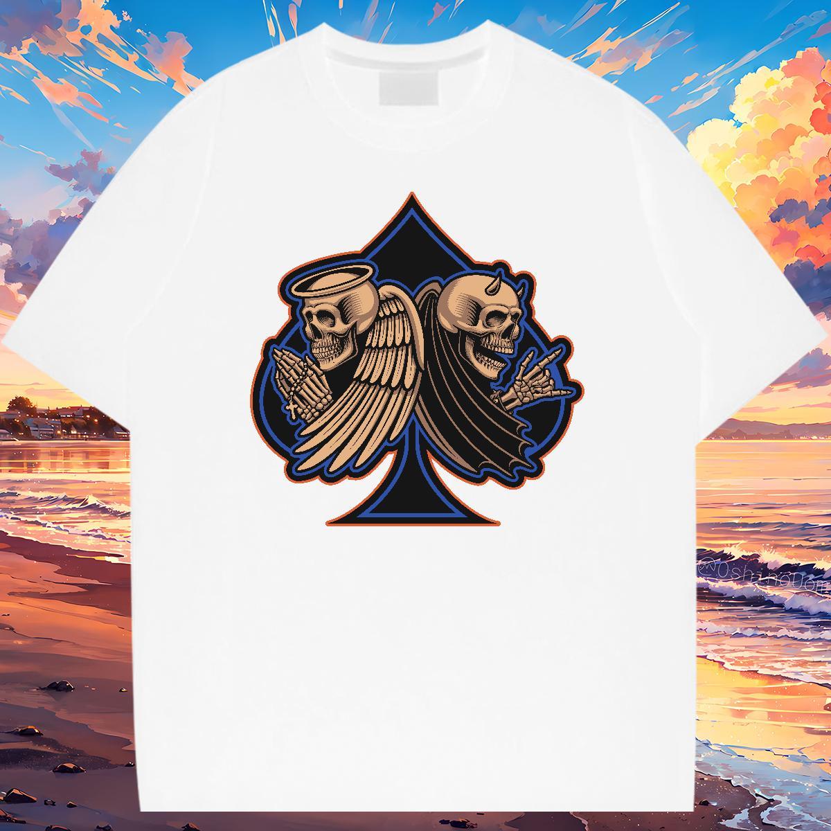 Custom Mens T Shirts skull Wear 230g Pure Cotton Sports Casual Designer Cartoon Printing L-4XL Short Sleeve Soft Couples T Shirts