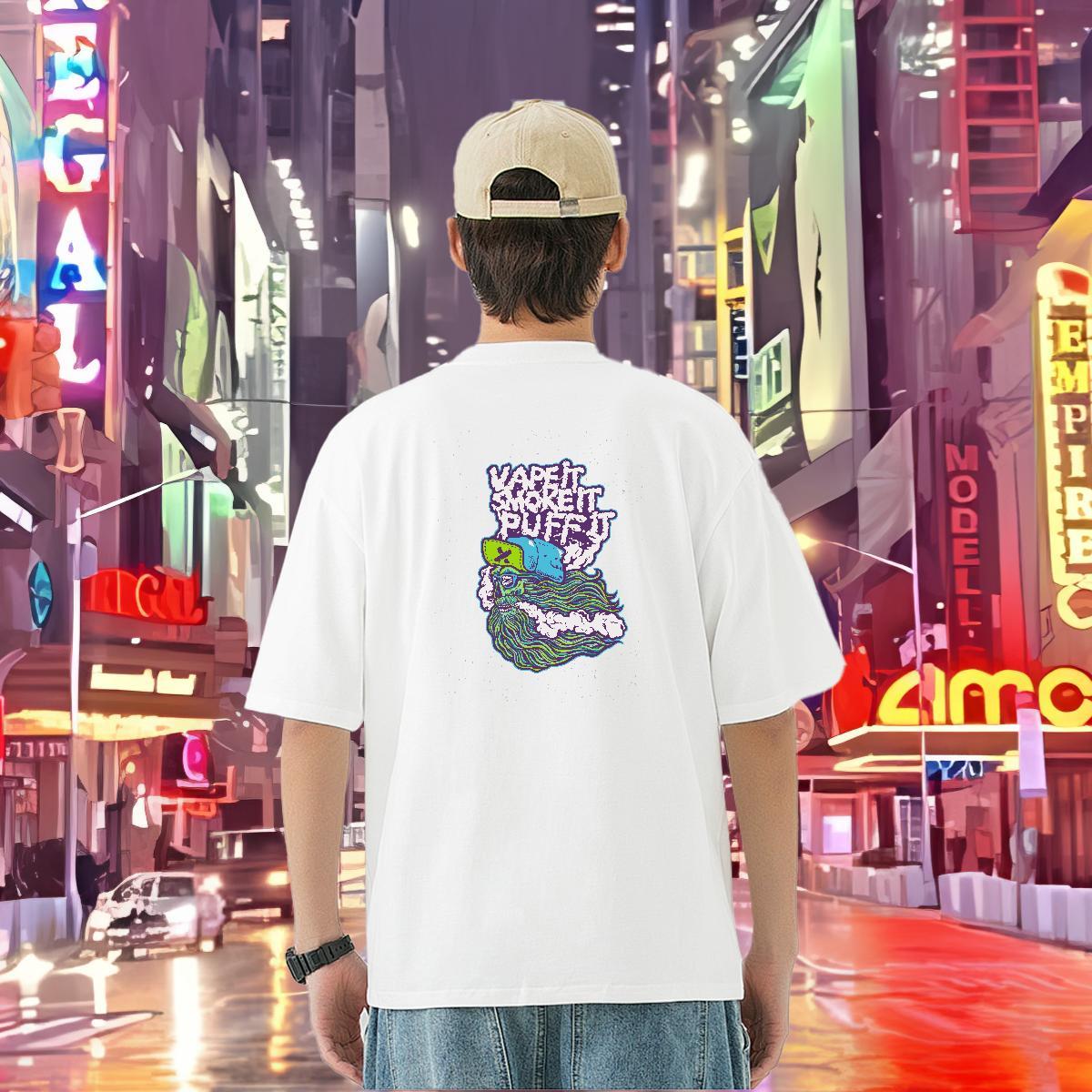 2024 DIY Men T Shirts skull Top Tees 100% Cotton 230g Spring Summer Soft Asian Size Crew Neck Couples T Shirts