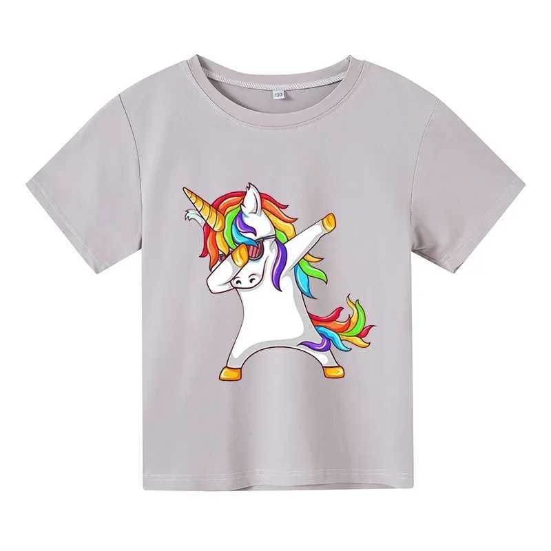White cartoon Girl T-shirt Birthday Name T-shirt Baby Boy Childrens Top Childrens Cat and Horse ClothingW240718