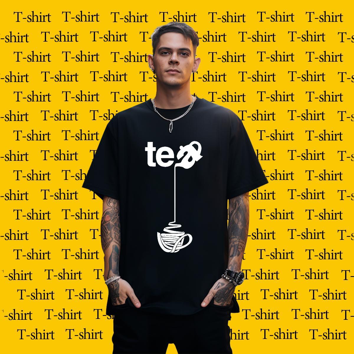 2024 DIY T Shirt For Man letter Polos 230g 100% Cotton Daily Outfit Loose Anime Print Crew Neck Men Tees
