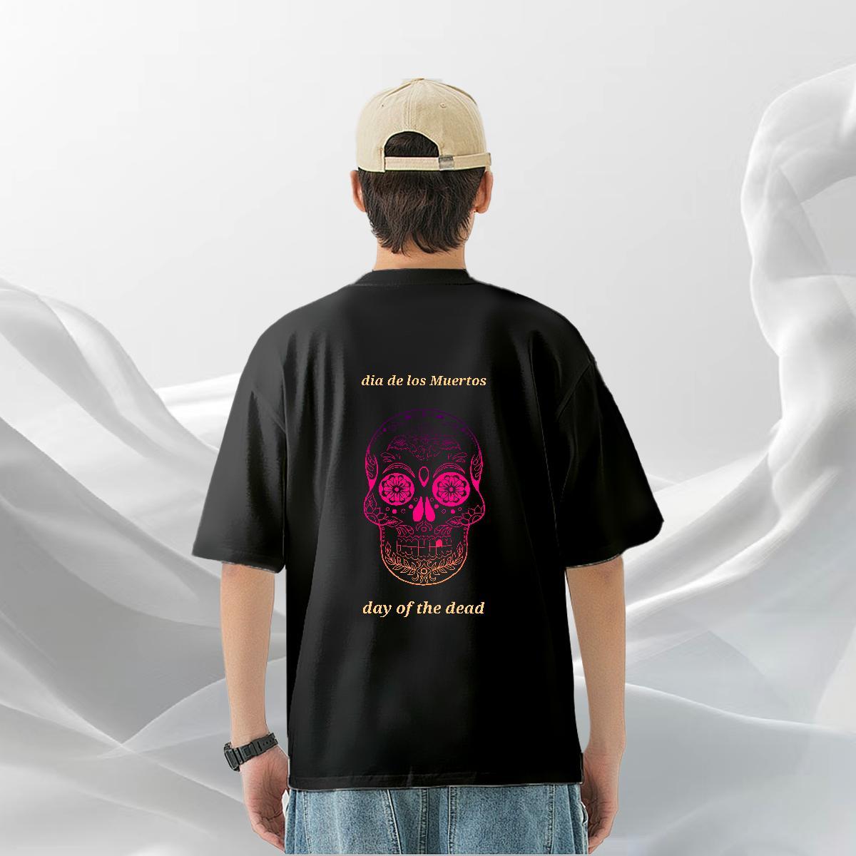 DIY Customized Men T Shirts skull Tops Shirt 230g Cotton Daily Wear Free Shipping Custom Big Size O-Neck Short Sleeve Men Clothes T-Shirt