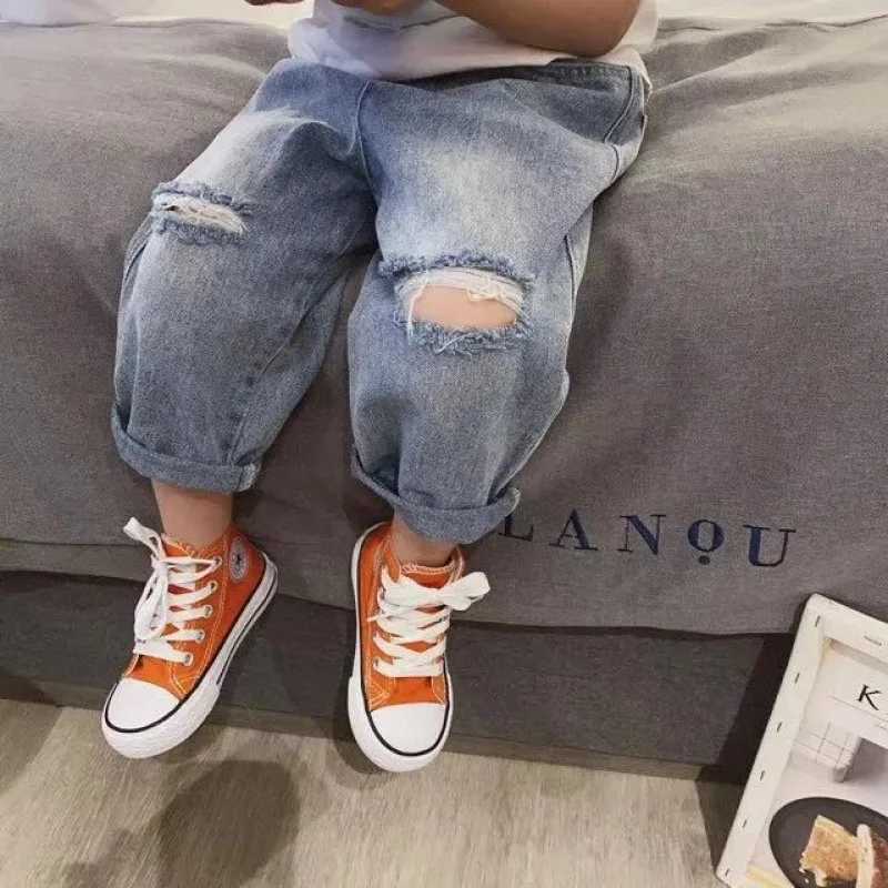 Jeans Boys Jean Pants Long Trousers Cotton 2024 Blue Spring Autumn Babys Kids Pants High Quality Childrens Clothing