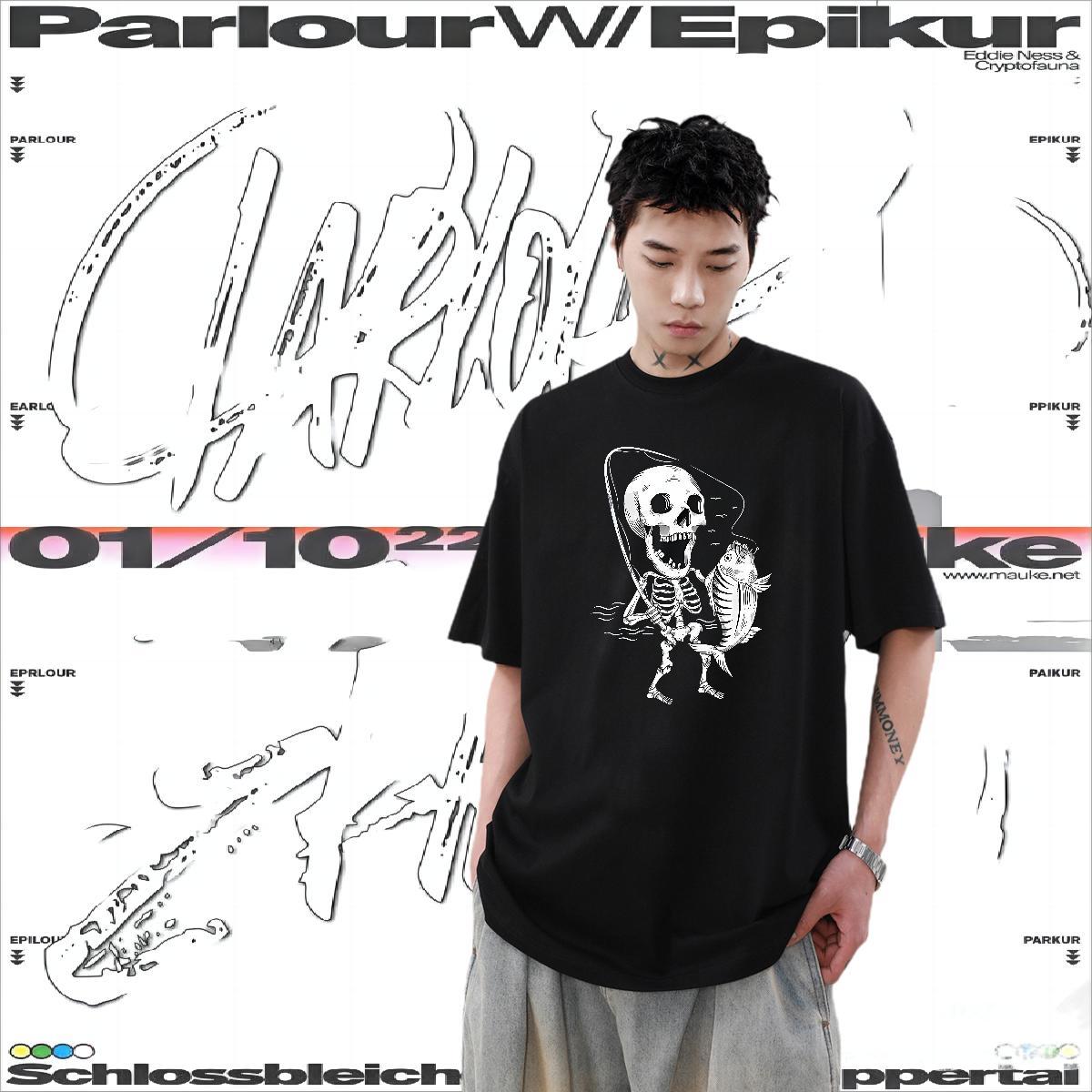 Factory Direct T-Shirts for Men skull Clothes 100% Cotton 230g Sport Unisex Customized O Neck Short Sleeves Tshirts