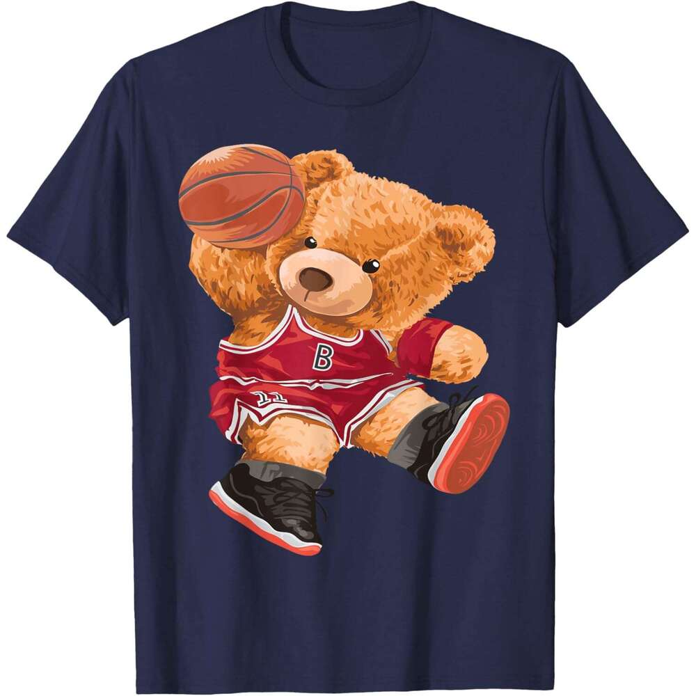 T shirt for Mens Funny Teddy Bear Basketball Slam Sport Cute Cartoon T-Shirt Shirts Tshirt Graphic Tee Casual Tops Clothes Short sleeve