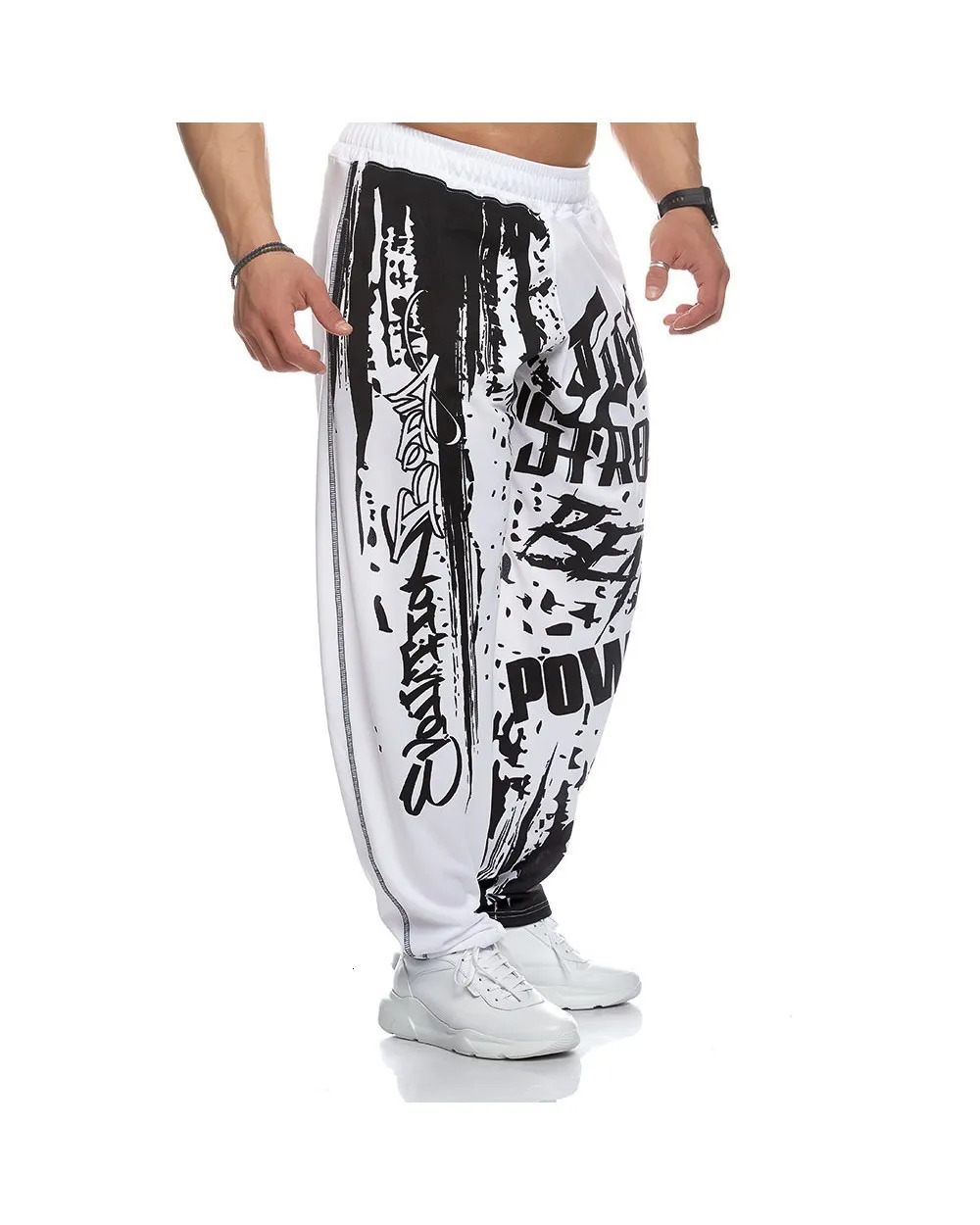Mens GYM Pants Thin Summer Running Leggings Joggers Streetpants Male Workout Fitness Breathable Casual Sport Trousers Printed 240806