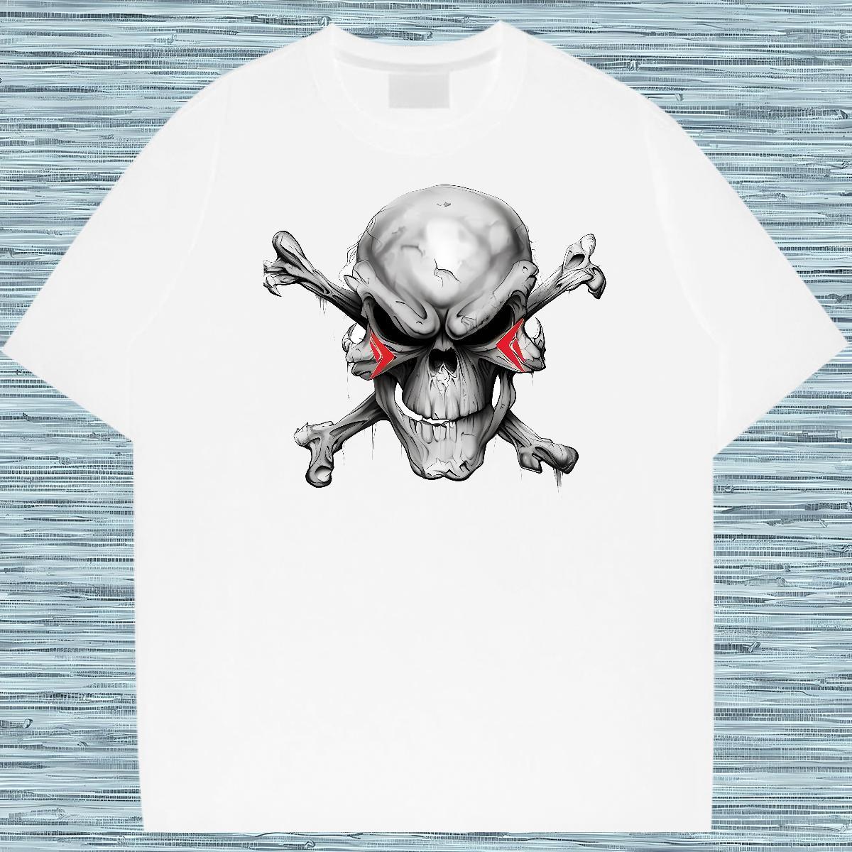Wholesale T-Shirts skull Tshirts 230g Cotton Casual Soft Anime Print Crew Neck Breathable Men Tops Tees