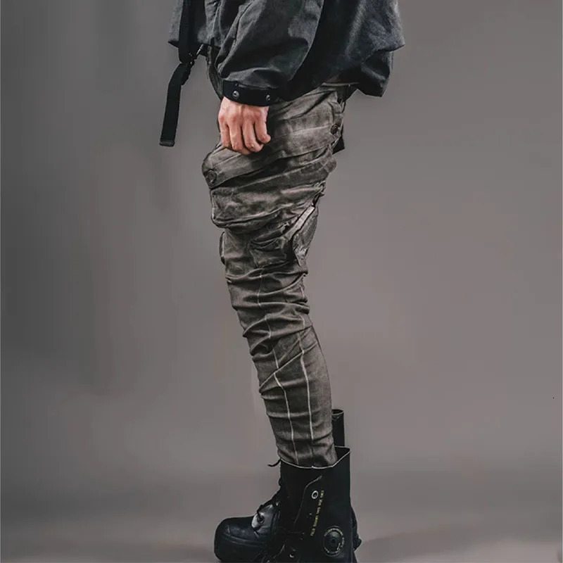 Distressed Dirty Wash Skinny Pants Motorcycle Mens Niche Designer Style 240806