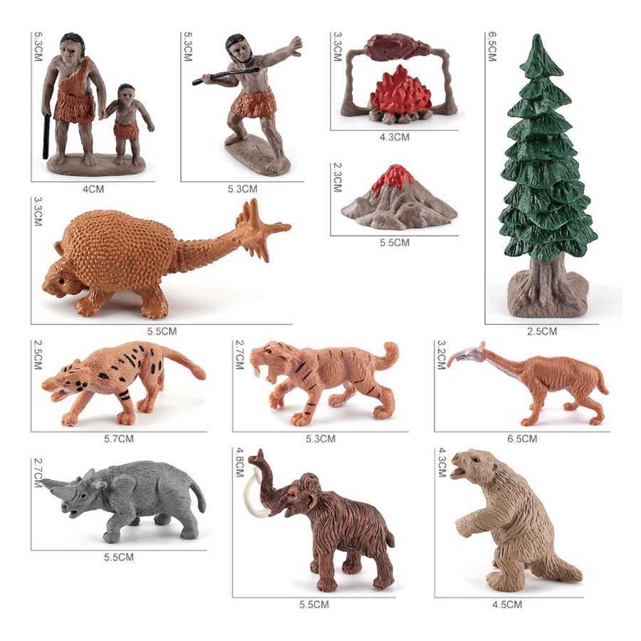 Other Toys Realistic Prehistoric Life Scene Figures Caveman Cavewoman Family Primitive Animal Models Figurines Educational Toy For Kid GiftL486