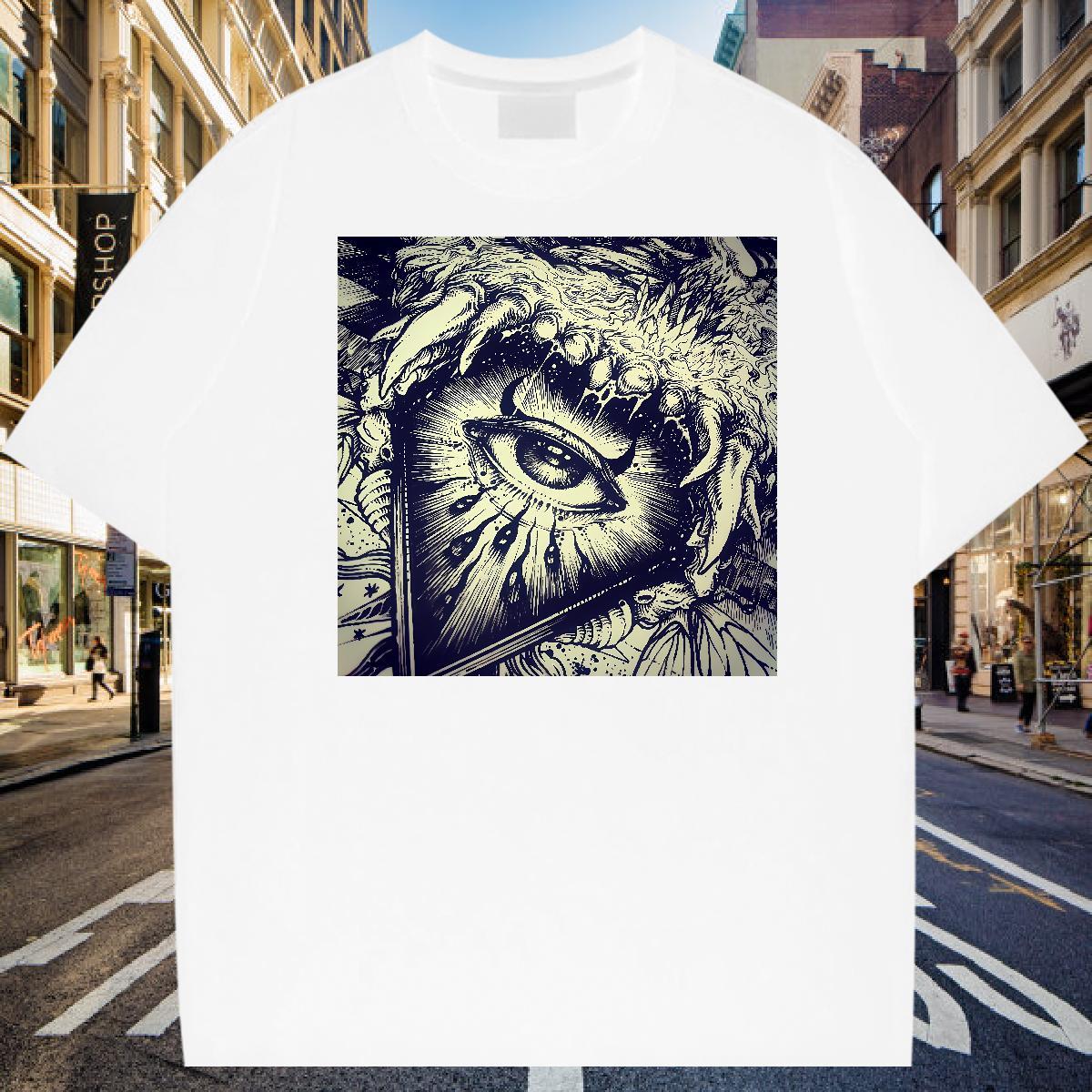 Stylist Mens T Shirts eye of the devil Clothes 230g Cotton Street Casual Cool Design Oversized Breathable Crew Neck Men Clothes T-Shirt