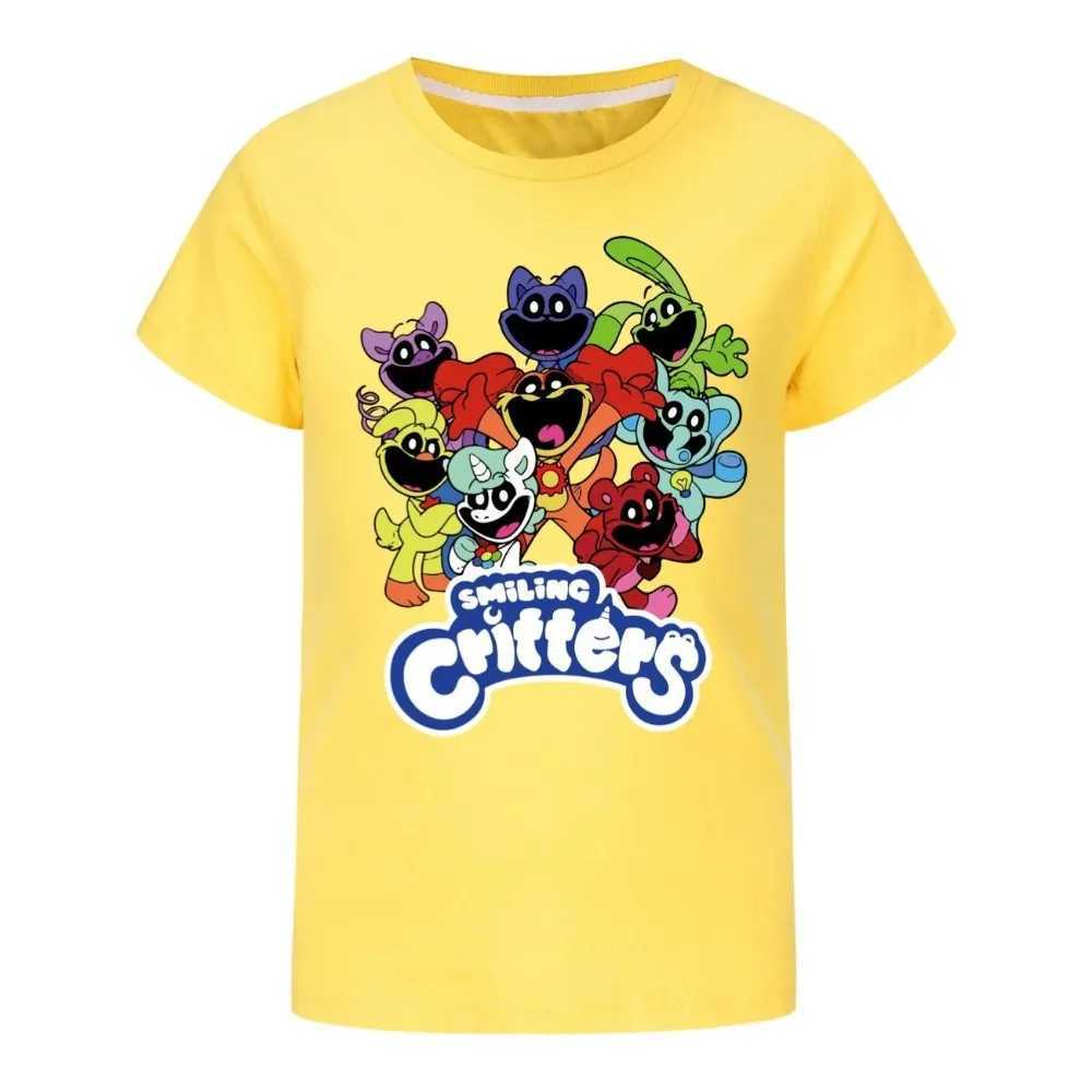 2-16Y 2024 Summer Smile Baby Clothing Childrens Short sleeved Top Youth Boys Cotton T-shirt Baby Girls Cat Napping T-shirtW240718