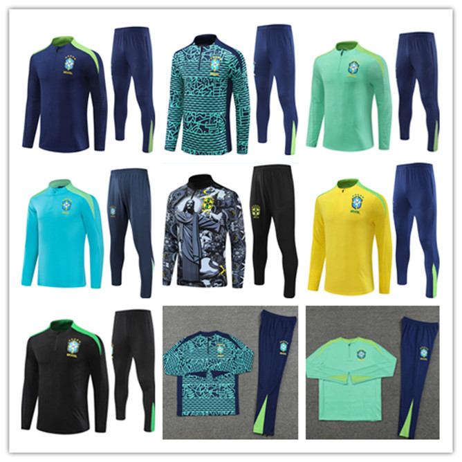 24 25 Various national teams Brazil football tracksuit 2024 2025 Men kids Half pull soccer Portugal tracksuit kits jogging chandal survetement