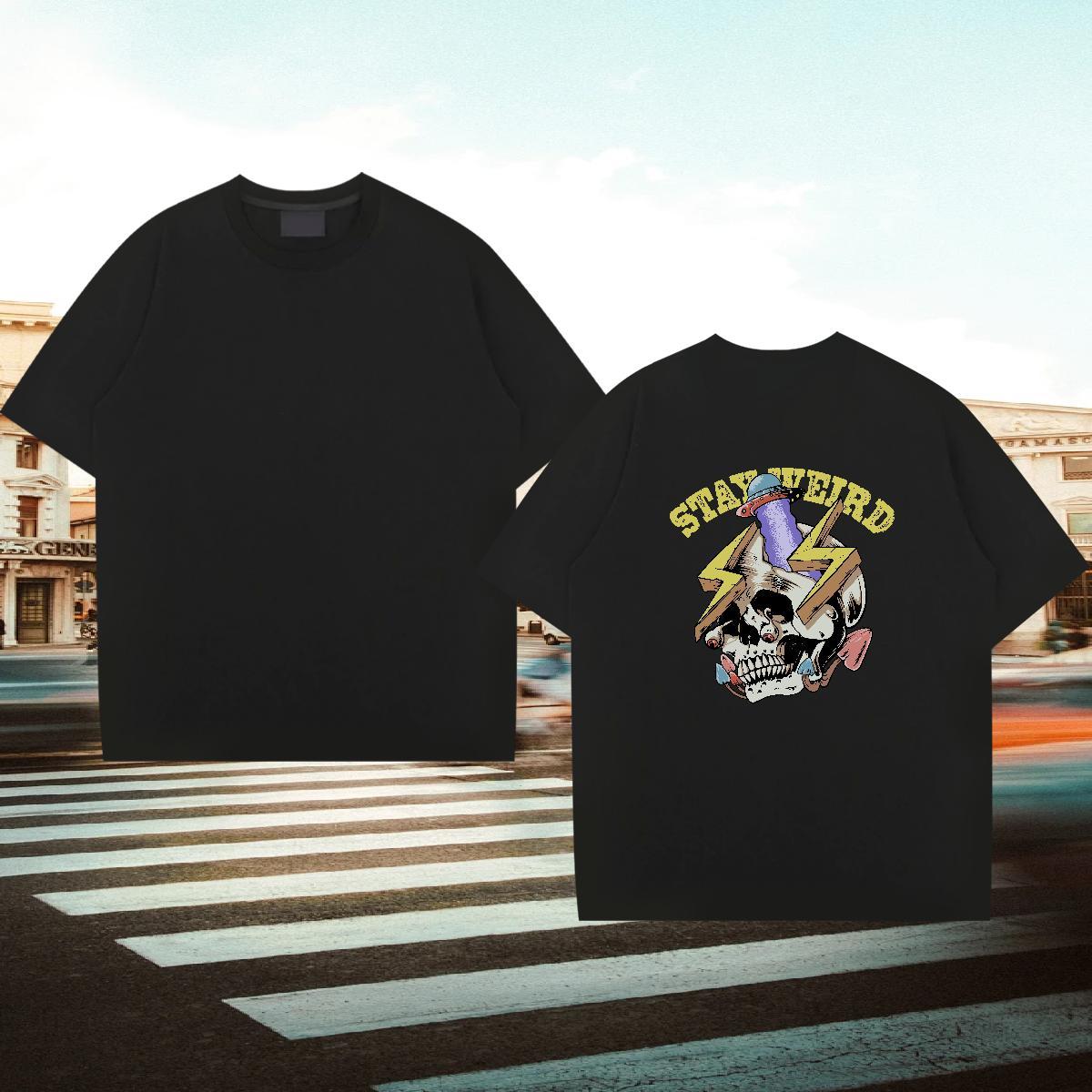 Wholesale T-Shirts for Men skull Tees 230g Cotton Beach Free Shipping Cartoon Printing L-4XL Breathable Short Sleeve Men Tshirts