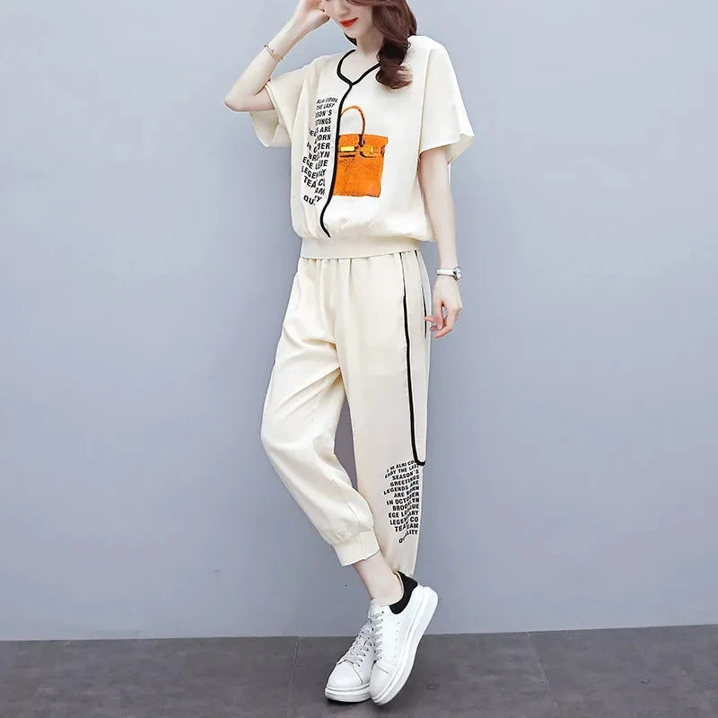 Sports Suit For Women Summer Fashionable Pants Two Piece Set Running Set Lady Pants Two-Piece Set 4XL 240807