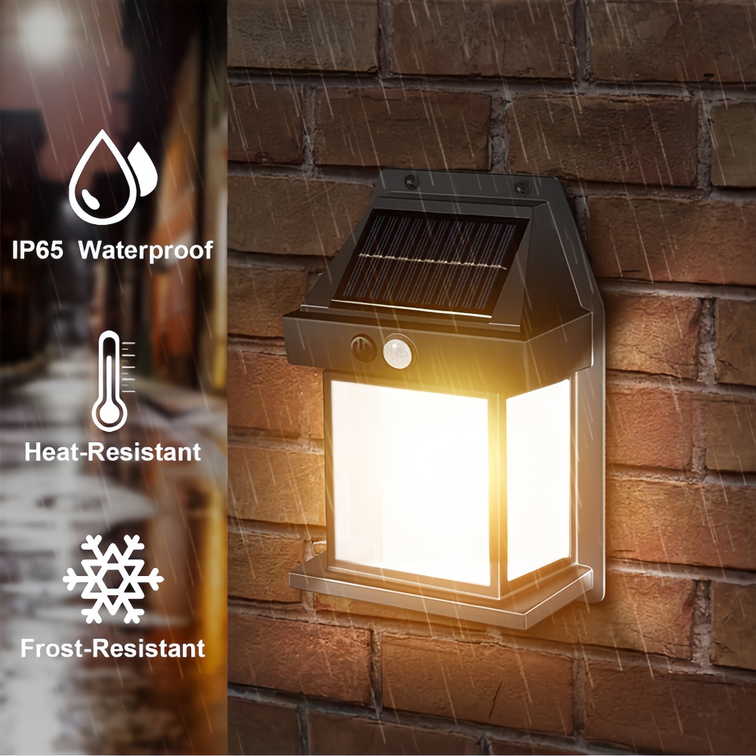Gardens & Walkways Solar Charging Retro Wall Lantern with Automatic Motion Detection