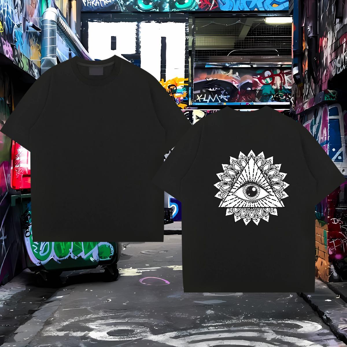 2024 Summer T Shirt For Man eye of the devil Clothings 230g Cotton Street Soft Oversized 4XL Breathable Short Sleeve Men Clothes T-Shirt