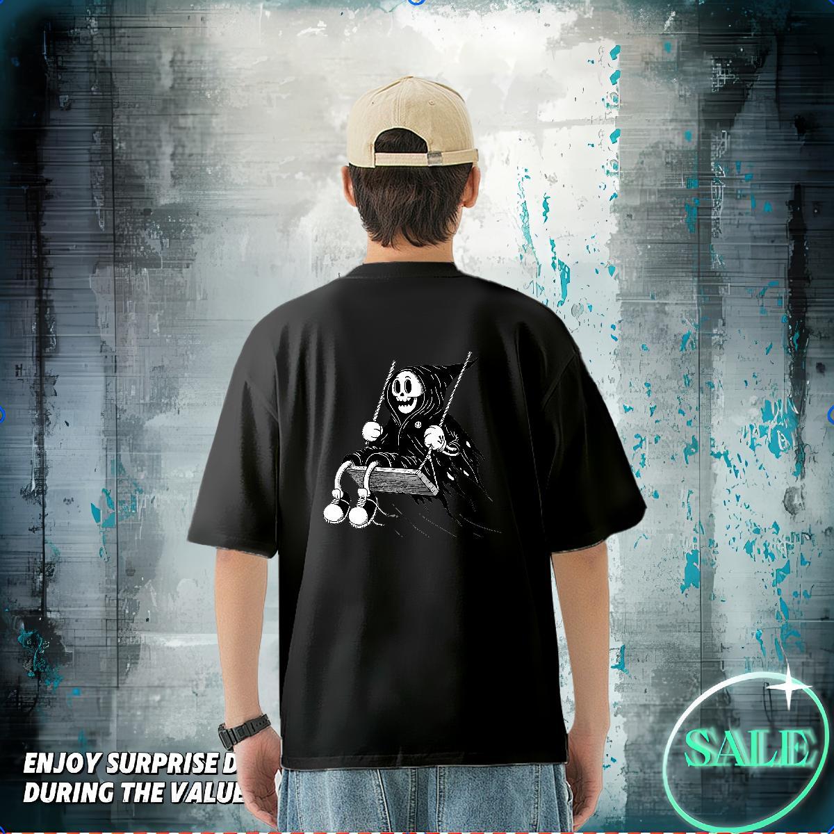 Fashion Designer Mens T Shirts skull Tops 230g Pure Cotton Casual Beach Cool Design Custom Printed Breathable Short Sleeve Men Clothes T-Shirt