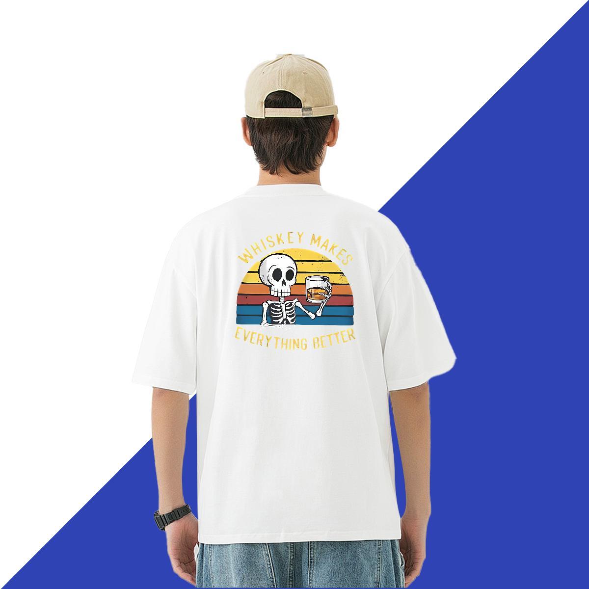 Brand Men T Shirts skull Tees 230g Pure Cotton Sport Wholesale Oversized 3XL 4XL Breathable Soft Men Tshirts