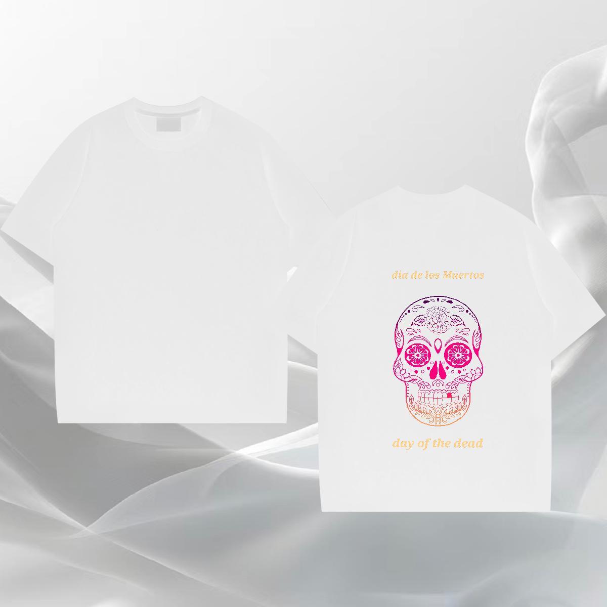 DIY Customized Men T Shirts skull Tops Shirt 230g Cotton Daily Wear Free Shipping Custom Big Size O-Neck Short Sleeve Men Clothes T-Shirt