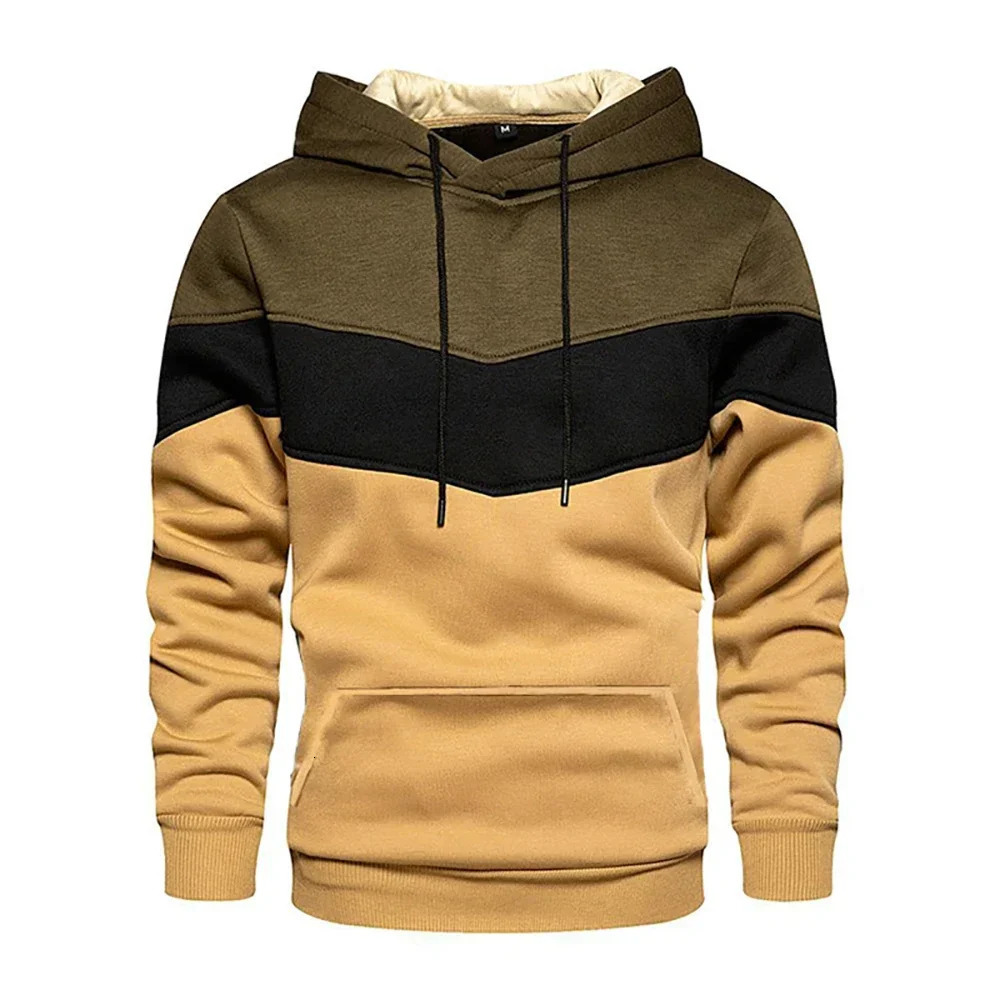 Autumn and Winter Hooded Sweatshirt High Street Fleece Sweatshirts Casual Y2k Sports Pockets Hoodie Loose Color Matching Hoodies 240806