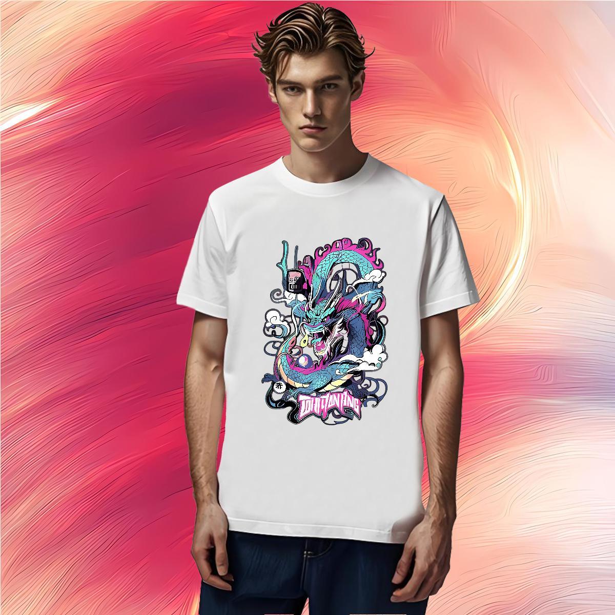 Classic Casual Men T Shirts Cloud Dragon Tshirts 230g 100% Cotton Street Casual Unisex DIY Logo Oversized Short Sleeve Soft Men Tshirts