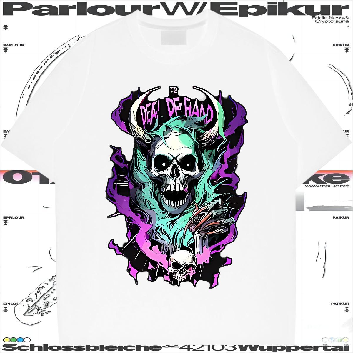 Fashion Casual T-Shirts skull Tops 230g 100% Cotton Casual Daily Wear Loose Custom Cartoon Short Sleeve Soft Men Tees