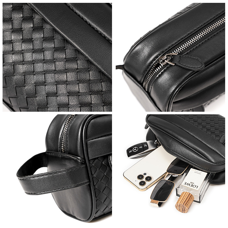 New high quality woven bag Horizontal men's hand bag Light business hand bag Casual outdoor mobile phone bag Underarm bag