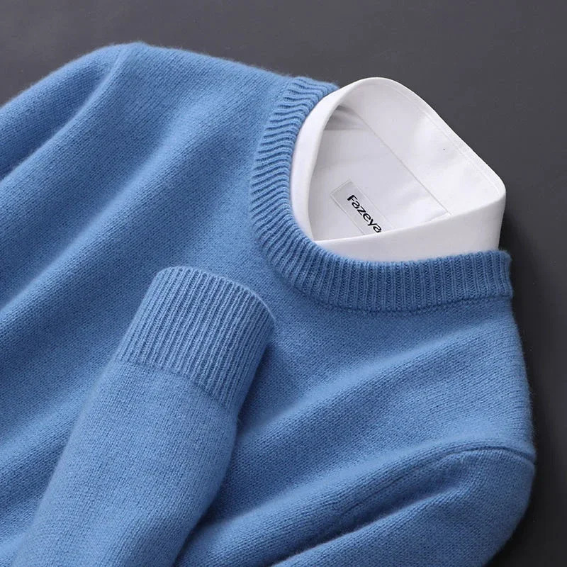 2024 Cashmere Sweater O-neck Pullovers Mens Loose Oversized M-3XL Knitted Bottom Shirt Autumn Winter Korean Casual Men Top 240816
