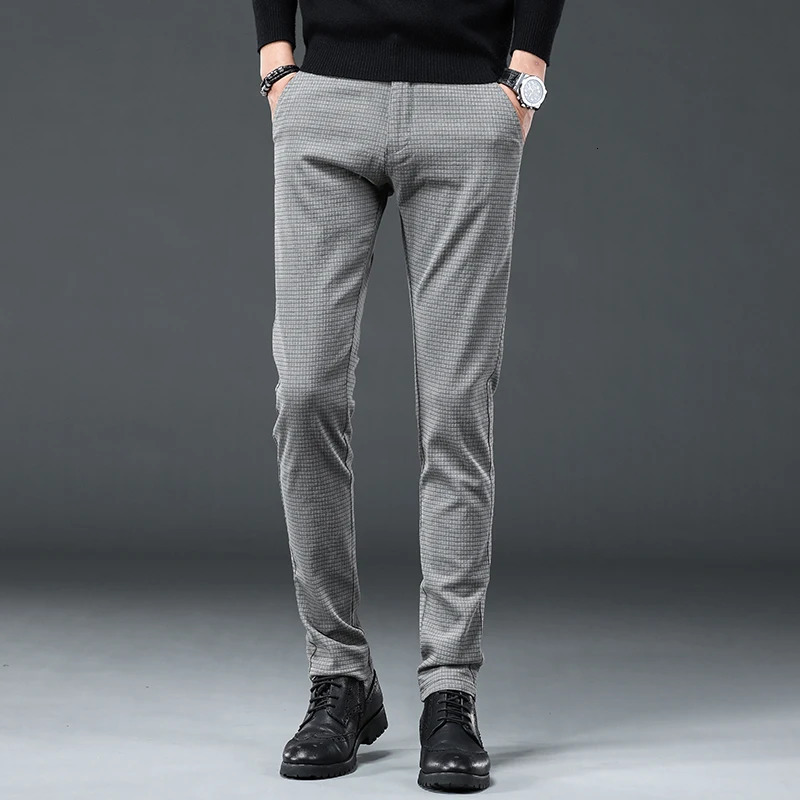 Autumn Winter Business Suit Pants Mens Elastic Waist Casual Trousers High Quality Formal Work For Men costume Homm 240806