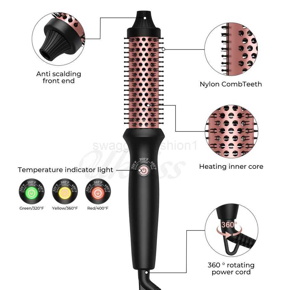 Thermal Brush Blowout 1.5 Inch Heated Round Brush Heated Curling Brush for Curls Volume Dual Voltage Travel Curling IronXJ240807