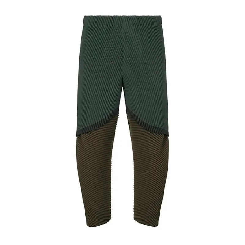 Miyake pleated autumn mens casual pants with high elasticity sporty and feet colorful crop Japanese streetwear 2023 240807 - view 4