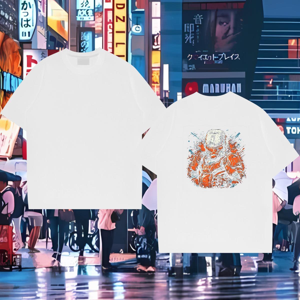 DIY Customized Mens T Shirts ET Tees 230g 100% Cotton Anime Printing Street TOP Quality Cartoon Print Breathable Short Sleeve Men Tshirts