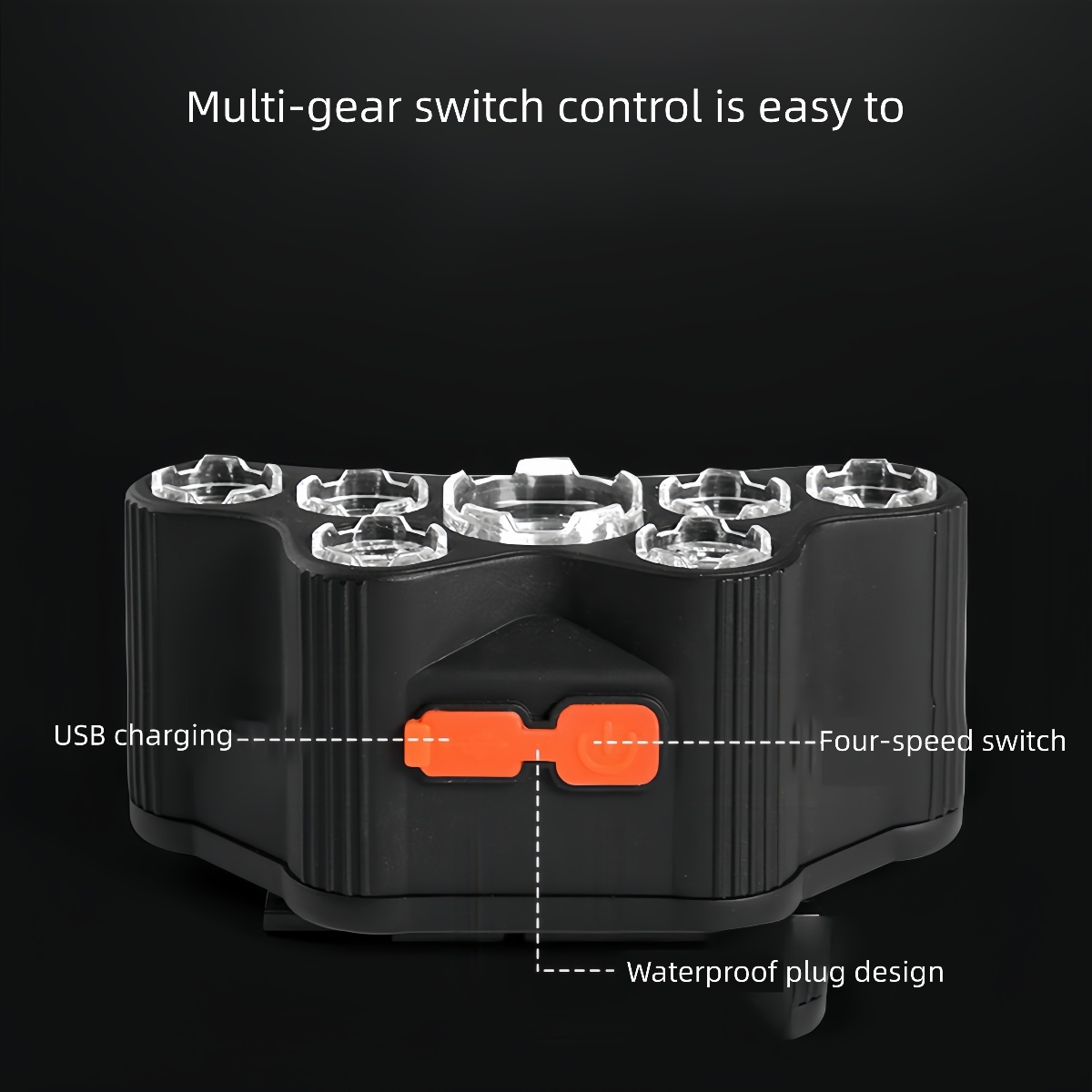 Rechargeable Portable Outdoor LED Headlamp with 7 High-Power Lightheads for Night Fishing & Mining Activities