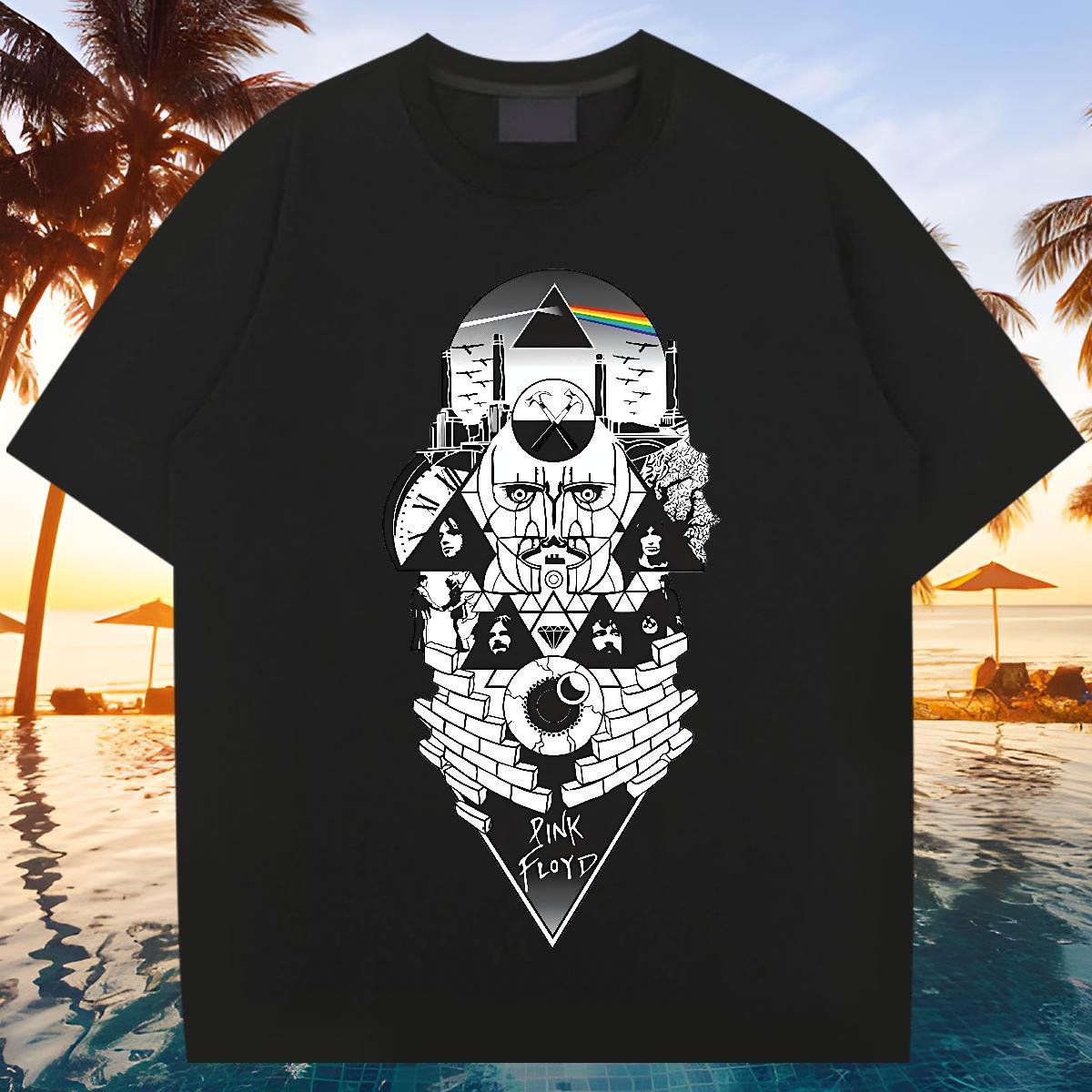 Customized T-Shirts for Men eye of the devil Polos 230g 100% Cotton Street wear Hip Hop TOP Quality Floral Print Round Neck Short Sleeve Tshirts
