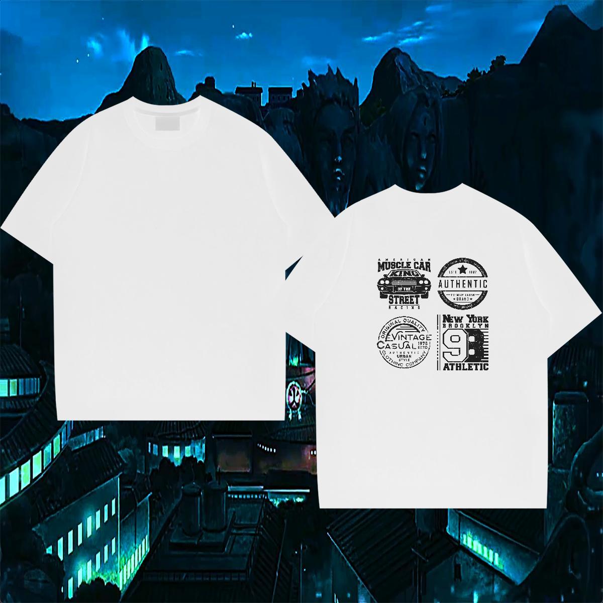 2024 Summer T Shirt For Man letter Polos 230g 100% Cotton Street wear Hip Hop Loose Fit Plus Size Custom Breathable Short Sleeve Men Tshirts