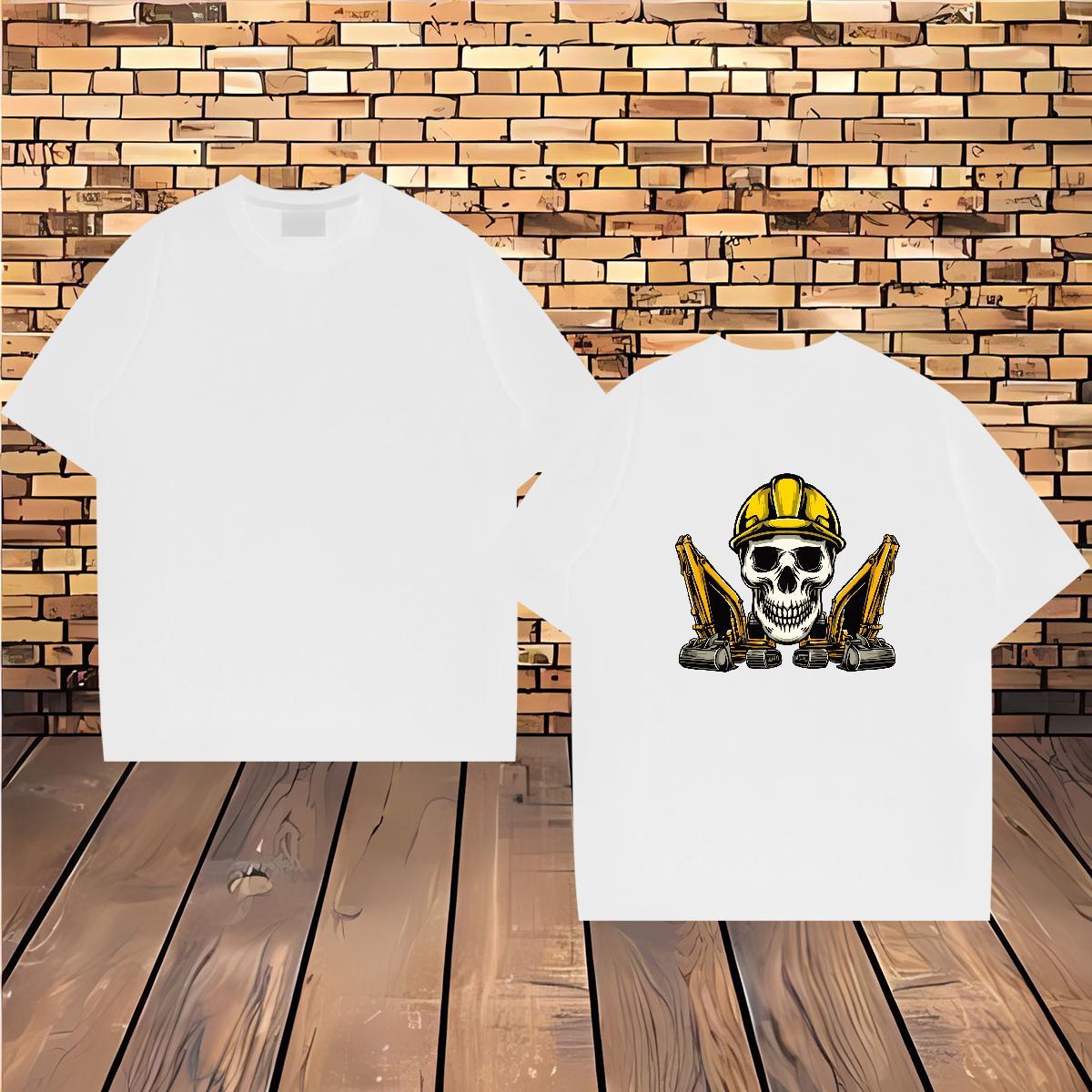 2024 Summer Mens T Shirts skull Top Tees 230g 100% Cotton Summer Casual Brand Custom Printed O-Neck Short Sleeve Tshirt for Man Woman