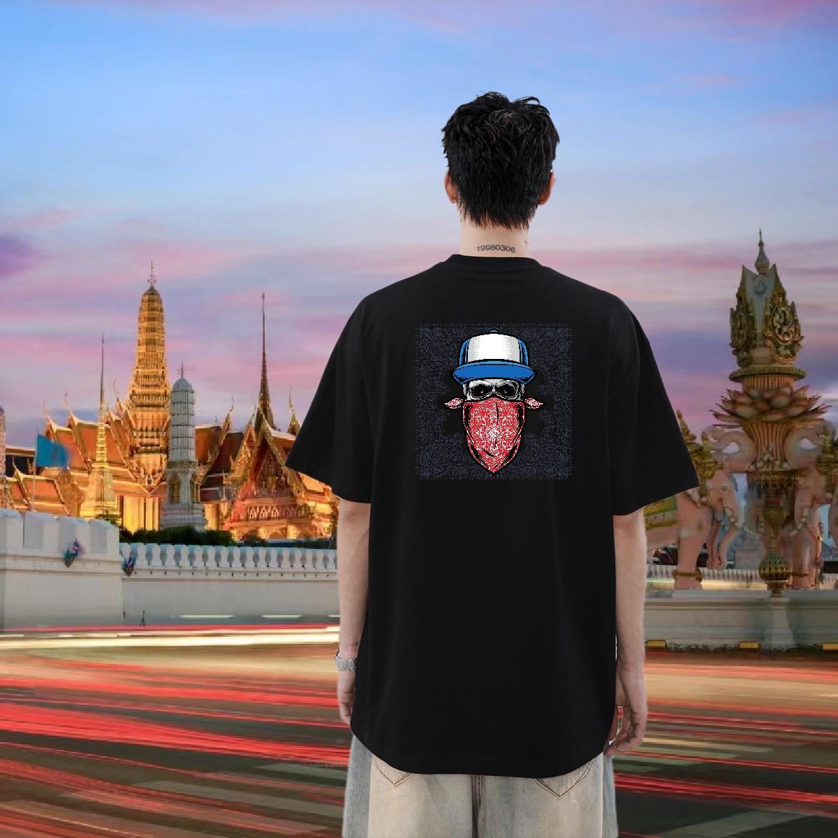 2024 DIY T Shirt For Man skull Tees 230g Cotton Casual Daily Wear Classic Customized Crew Neck Tshirts