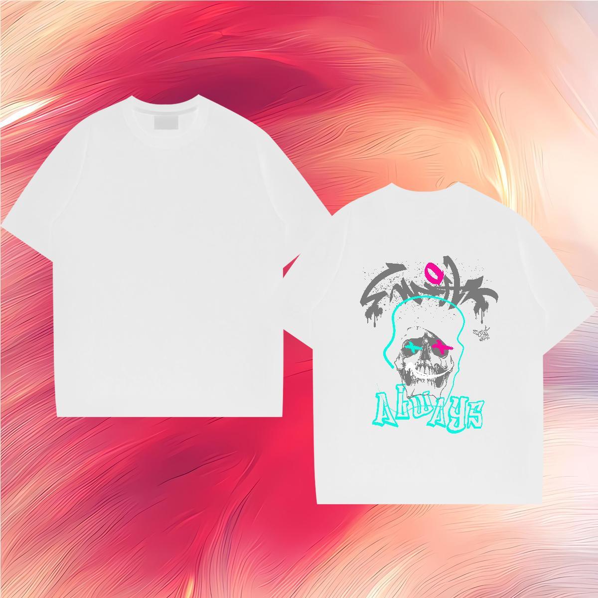 DIY Customized T Shirts Men skull Tees 230g Pure Cotton Daily Outfit Comfortable Customized Print Crew Neck Tshirts