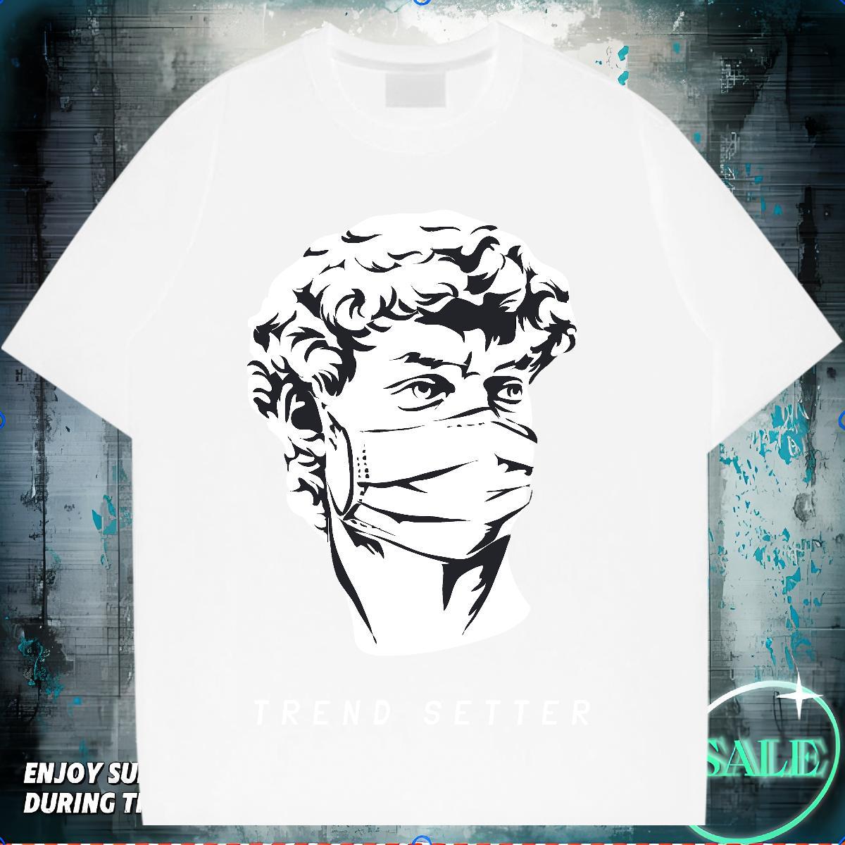 Wholesale T Shirts Men portrait Clothings 230g Pure Cotton Casual Daily Wear Popular Custom Cartoon Round Neck Short Sleeve Men Clothes T-Shirt