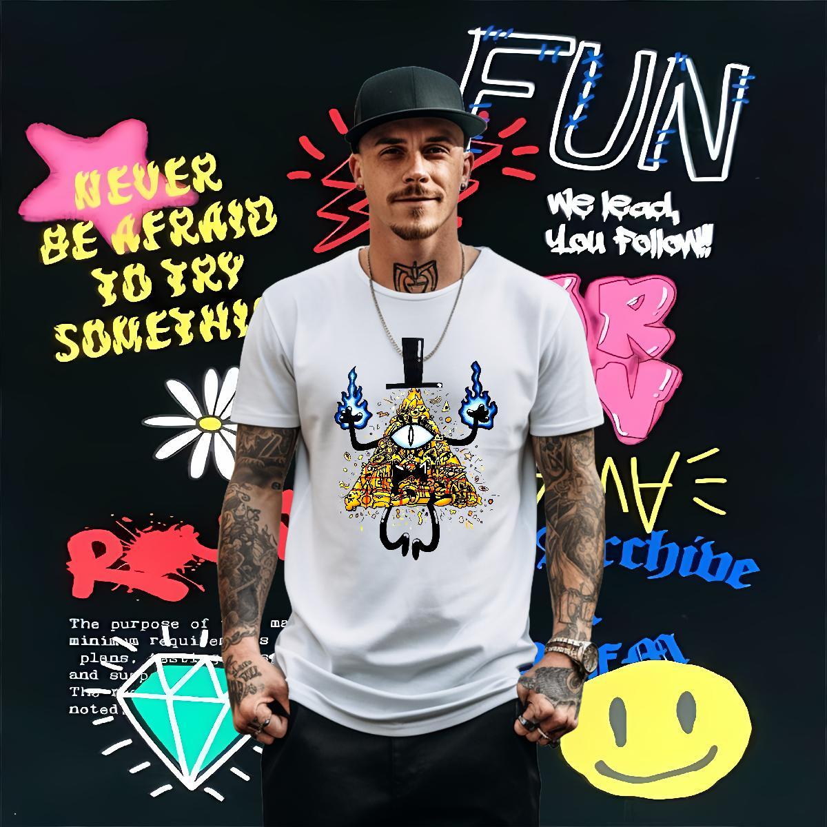 New T shirt eye of the devil Clothings 230g Pure Cotton Home Outdoor Designer Cartoon Print Breathable Crew Neck Men Tshirts