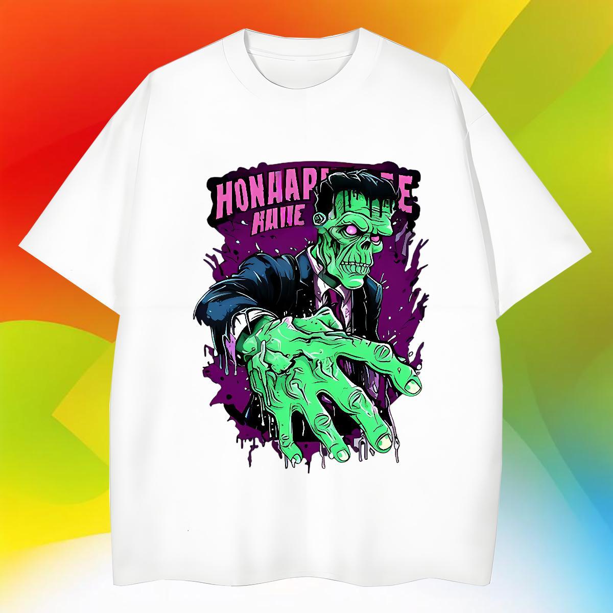2024 DIY T Shirt For Man skull Tees Shirts 230g Cotton Daily Wear Free Shipping Custom Print Oversized O-Neck Short Sleeve Couples T Shirts