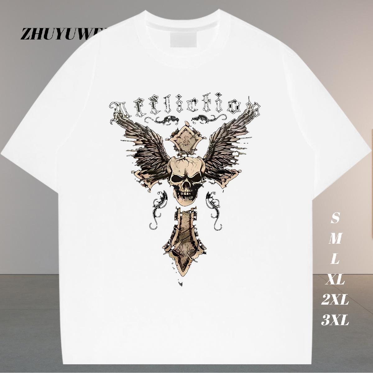 Stylist T-Shirts for Men skull Top Tees 100% Cotton 230g Sports Casual High Quality Plus Size Custom Breathable Short Sleeve Men Tops Tees