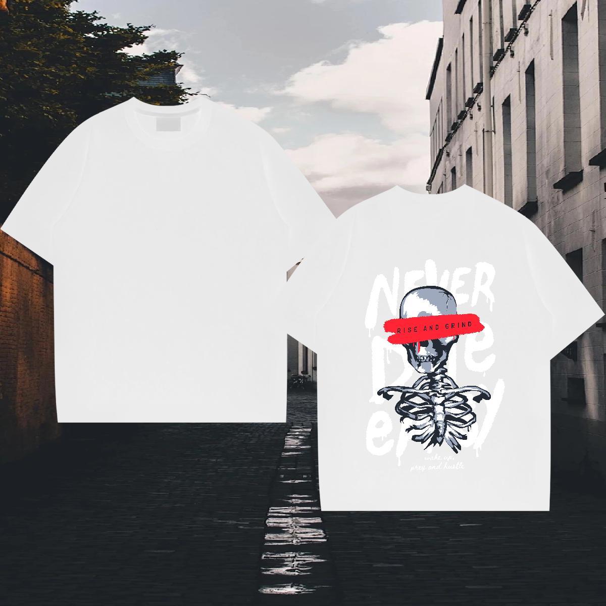Stylist T-Shirts for Men skull Tops Shirt 230g 100% Cotton Sports Casual Comfortable Oversized Short Sleeve O-Neck Men Tshirts