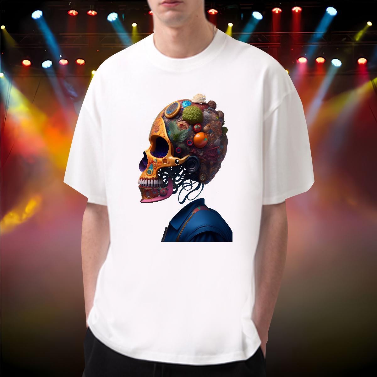 Fashion Casual Man T Shirts skull Polos 230g Pure Cotton Sport Popular Asian Size Breathable Short Sleeve Men Tops Tees