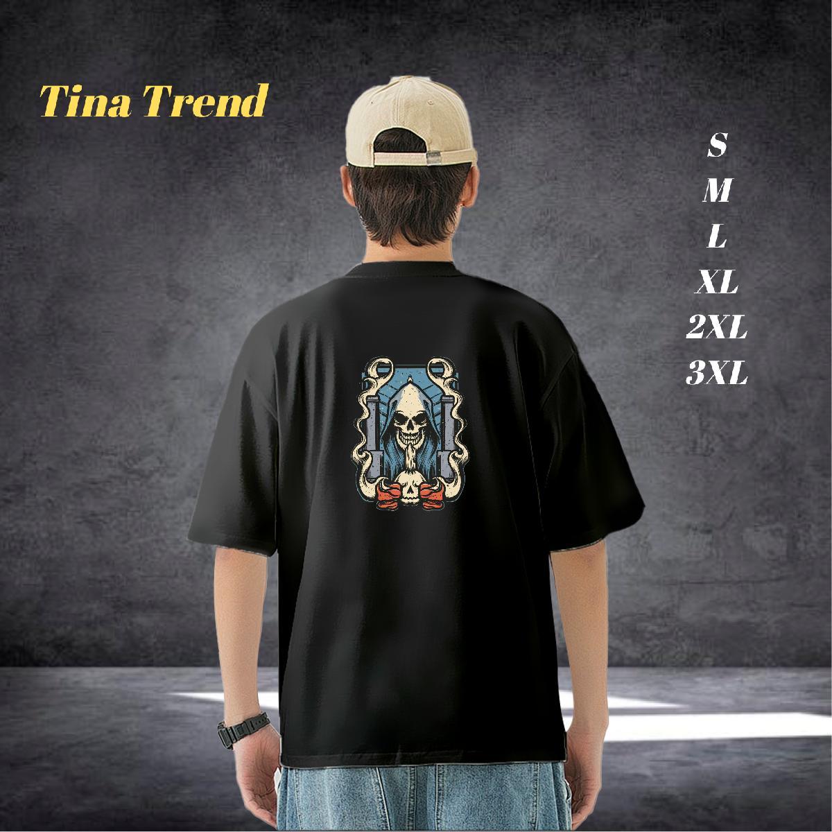 Free Shipping Man T Shirts skull Tees 230g Cotton Spring Summer Comfortable Cartoon Printing L-4XL Breathable Short Sleeve Men Tees