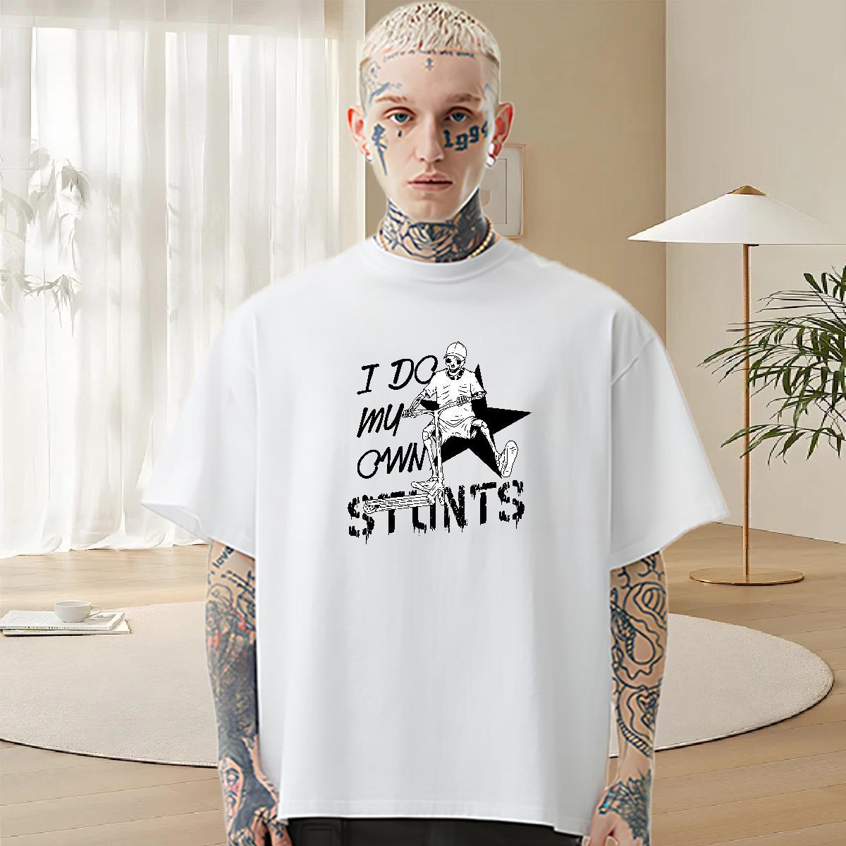 2024 Summer T-Shirts for Men logo Tee Shirt 230g 100% Cotton Street Casual Popular DIY Logo Oversized Short Sleeve O-Neck Tshirts