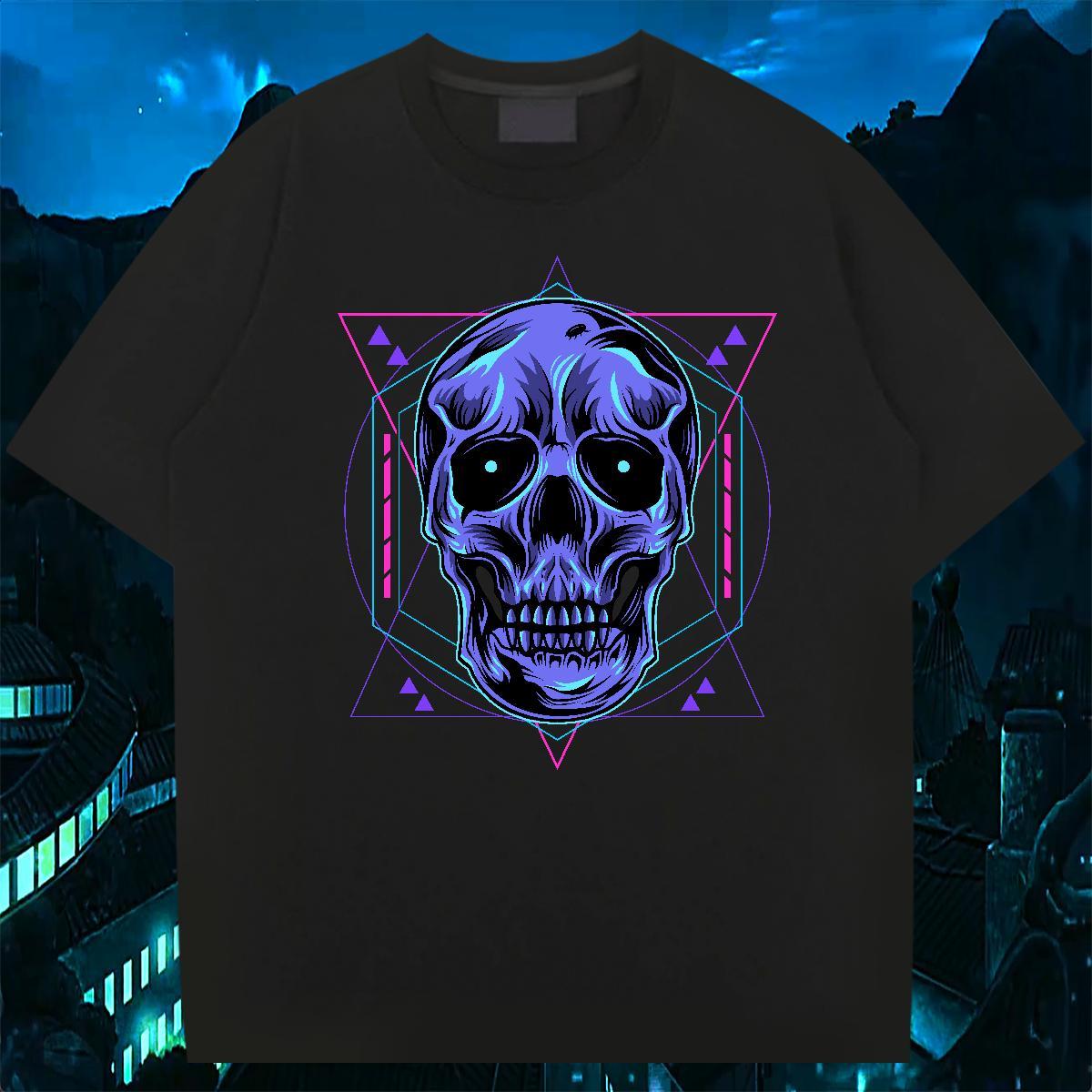 2024 T Shirt For Man skull Clothes 230g 100% Cotton Street Casual Classic Black Oversized Breathable Soft Tshirt for Man Woman